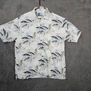 Aftco Bluewater Mens XL Short Sleeve Button Up Shirt Fish Palm Tree‎ Print